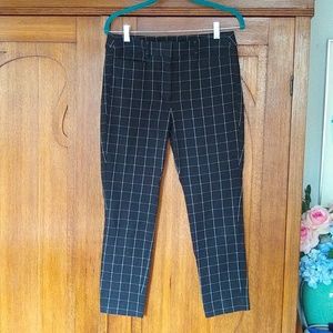 LOFT b/w windowpane stretchy skinny pants, sz6